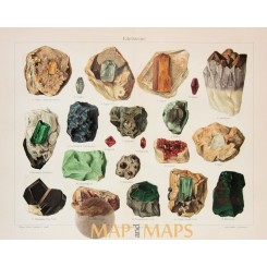 Gemstones, Antique Nature Print Smaragd 1905
