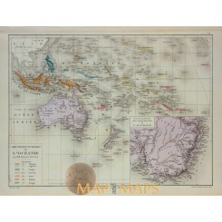 Australia with Oceania South East Asia map. 1886