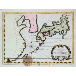 Korea and Japan islands map by Bellin 1760