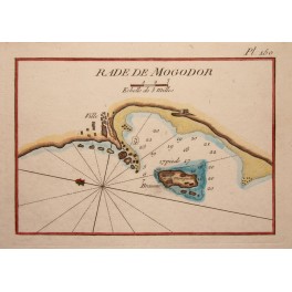  Marine Mogador Essaouira Morocco old chart by Roux 1764