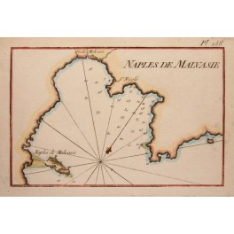 Castle Bay Monemvasia Greece old chart by Roux 1764