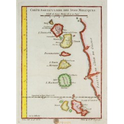 Moluccas Islands Indonesia Antique map Bellin 1764