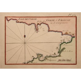 Corsica Island Valinco Gulf old map Roux 1764