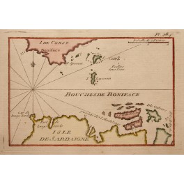Corsica Sardinia Bonifacio Islands old map Roux 1764
