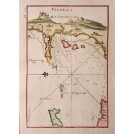 Sicilia Sicily Trapano Sicilia Italy antique map by Roux 1764