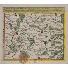 France Hainaut, La Capelle, Avesne, 1748 map by Robert Vaugondy