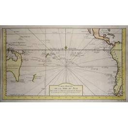 Australia America Pacific Ocean old Sea chart by Bellin 1753