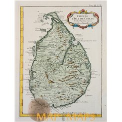 Carte de L’Isle de Ceylan India Ceylon map Bellin 1764