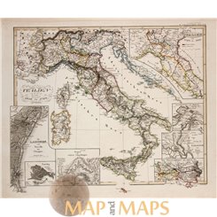 Italy Antique map Italien von 1450 bis 1792 Spruner 1846