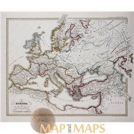 Antique map, Europe in the beginning of the VI century, by Karl Spruner 1846