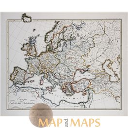 Antique map, Europe history in the XIV te century, by Karl Spruner 1846.