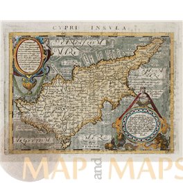 Cyprus map. Cypre Insula. Geographiae Universaetum Magini 1597