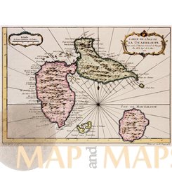 L'Isle De La Guadeloupe antique map Bellin 1758