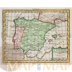 L’Espagne Spain Portugal old antique map Buffier 1769