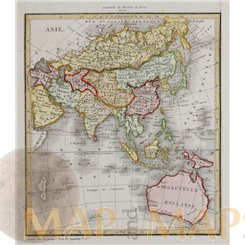 Asia antique map with Australia by Dufour 1828