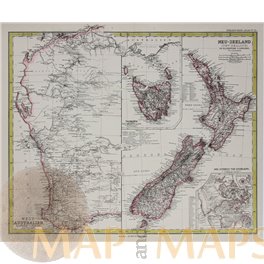 Australia New Zealand Tasmania antique map Peterman 1883 