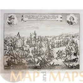Delineatio Pugnae navalis inter Venetos et Turcas Merian print 1745
