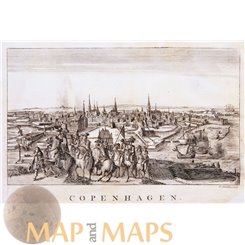 Copenhagen,Garden F. old print city of Kopenhagen.1750