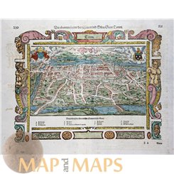 Die Stadt Tours Old map France Sebastian Munster 1628