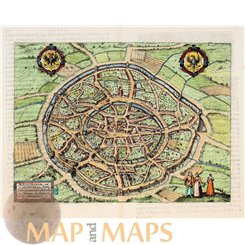  Aachen Germany Old map Aquisgranum Vulgo Guicciardini 1613