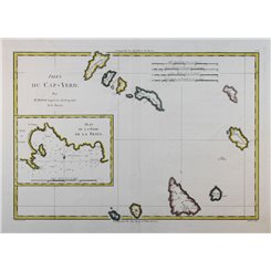 Isles du Cap-Verd Cape Verde Islands old map Bonne 1780