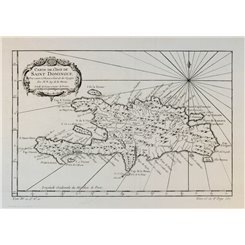 Caribbean map. Hispaniola L’Isle de Saint Domingue Bellin 1754.