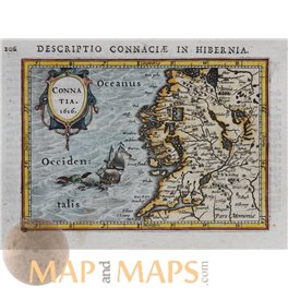 Connatia Old map Ireland by Bertius 1616 atlas Jodocus Hondius