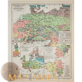 Phenological map of Europe Old map Meyer 1905