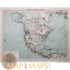 North America Old map Amerique du Nord Schrader 1890
