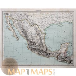 Mexico Antique Atlas Map Mexique Schrader 1890 