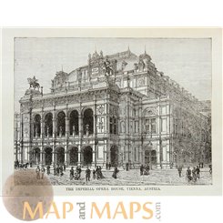 The Imperial Opera House Old print Vienna Austria 1889