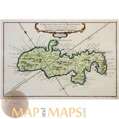 Martinique, Caribbean Islands, ANTIQUE MAP BELLIN 1758