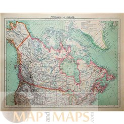 CANADA ALASKA LARGE OLD ATLAS MAP SCHRADER 1893