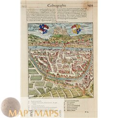 Wurzburg Germany, scarce early map of Belleforest 1575