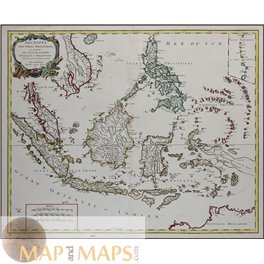 East Indies Antique map Southeast Asia by Robert de Vaugondy 1750