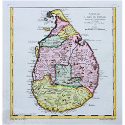 Sri Lanka maps. Carte de l’lsle de Ceylan old map Bellin 1750