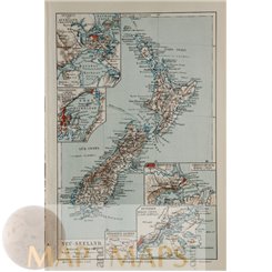 New Zealand Antique Old Map 1905