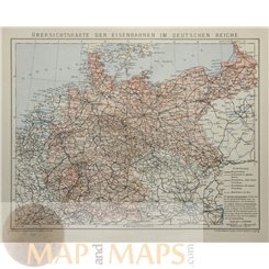 Railway routes in the German Empire. Old map by Meyer 1905