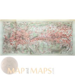 Elberfeld – Barmen Old map Wuppertal Germany Meyer 1905