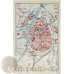 Metz Antique Town plan France by Joseph Meyer 1905