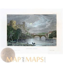 Durham, Yorkshire Ruined Barnard Castle overlooking the River Tees. Meyer 1850