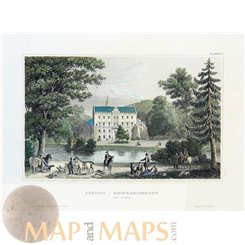 Antique print, Castle Reinhardsbrunn, Gotha, Germany, Meyers 1852