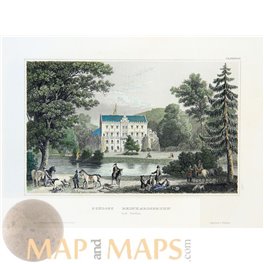 Thuringia old prints, Reinhardsbrunn Castle Germany Gotha Meyer 1852 