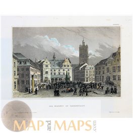 Germany old Town prints, Darmstadt market by Meyer1839