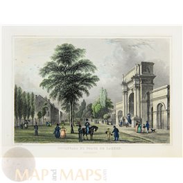 Belgium old prints, Laeken Brussels, J. Fussel 1830 