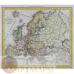 ANTIQUE MAP EUROPE HANDCOLORED STEEL ENGRAVED MAP DUFOUR 1828
