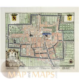Den Haag map. La Haie Sejour de la Cour Old print Mortier 1702