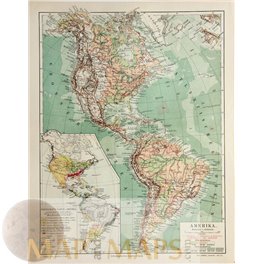ANTIQUE MAP AMERICA MEYERS 1905.