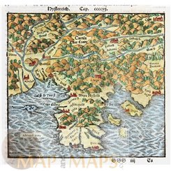Istrian peninsula Serbia Croatia, Slovenia map Sebastian Münster 1574 