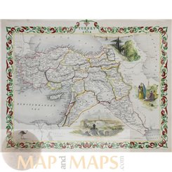 Turkey in Asia Cyprus Armenia Old map Tallis 1851